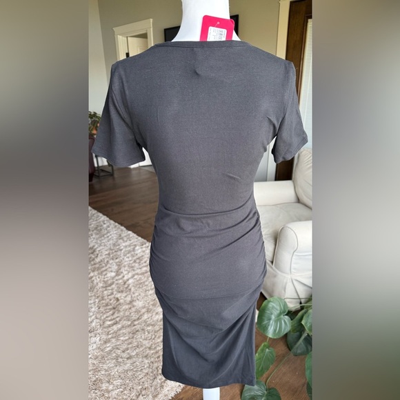 Allison Joy SMALL Black Tee Shirt Dress With Mesh Cut Out  Fitted And Stretchy - Picture 4 of 10